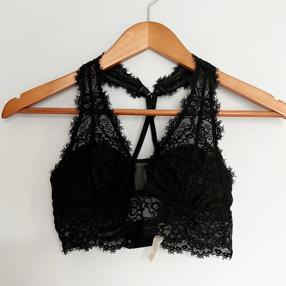 Aerie Eyelash Lace Padded Plunge Bralette